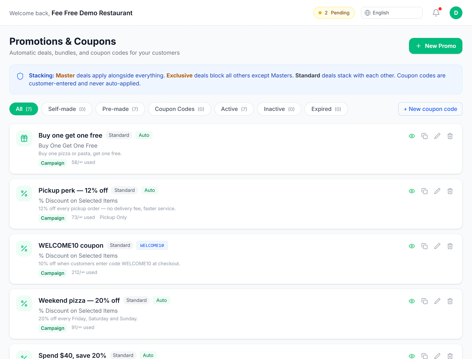 Promotions engine — discounts, coupons and bundles that bring customers back