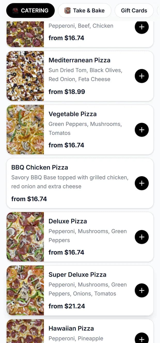 Menu & item options