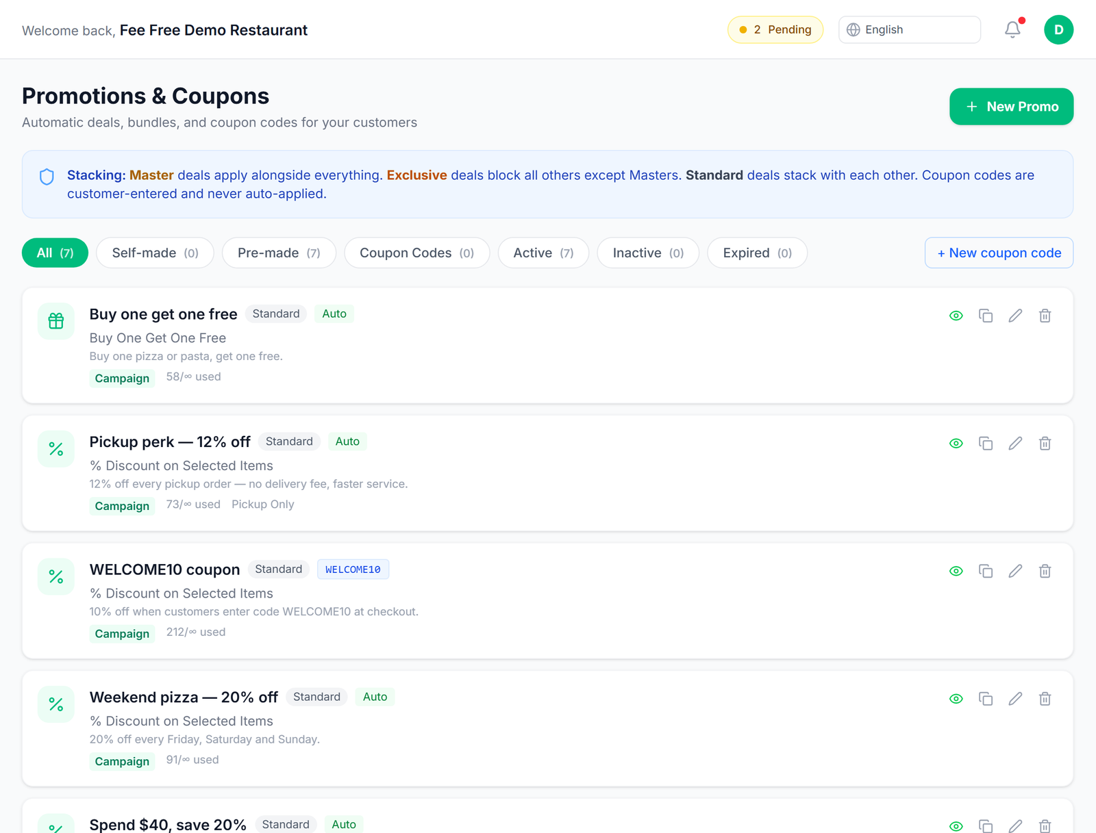 Promotions engine — discounts, coupons and bundles that bring customers back